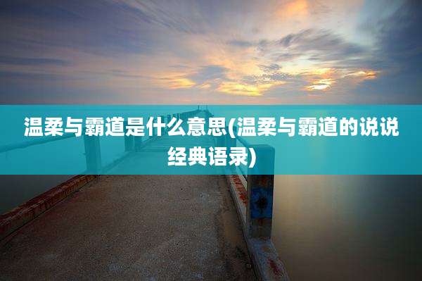温柔与霸道是什么意思(温柔与霸道的说说经典语录)