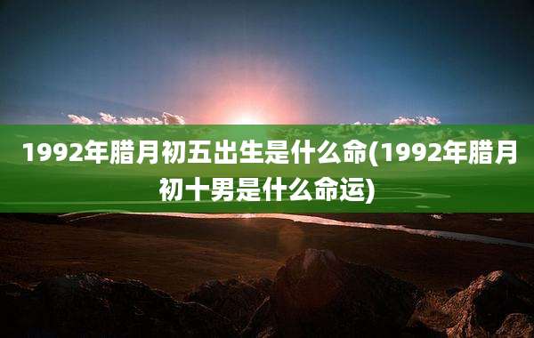 1992年腊月初五出生是什么命(1992年腊月初十男是什么命运)