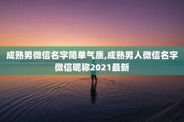 成熟男微信名字简单气质,成熟男人微信名字微信昵称2021最新