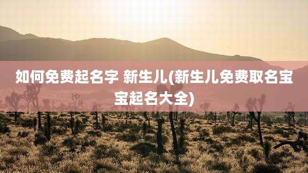 如何免费起名字 新生儿(新生儿免费取名宝宝起名大全)