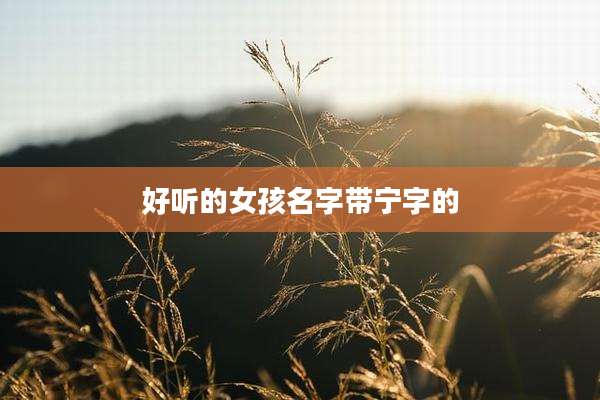 好听的女孩名字带宁字的