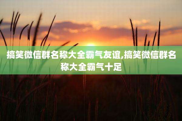 搞笑微信群名称大全霸气友谊,搞笑微信群名称大全霸气十足