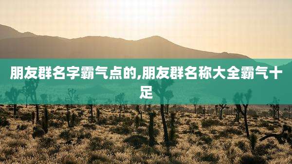 朋友群名字霸气点的,朋友群名称大全霸气十足