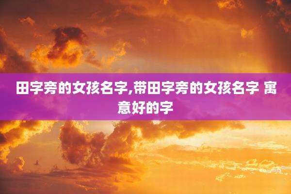 田字旁的女孩名字,带田字旁的女孩名字 寓意好的字