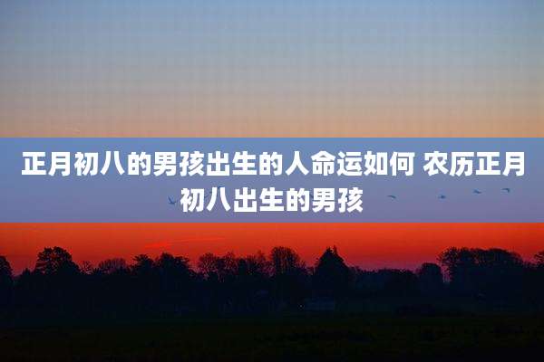 正月初八的男孩出生的人命运如何 农历正月初八出生的男孩