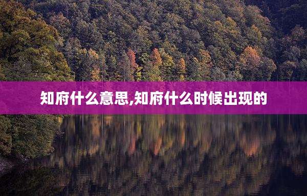 知府什么意思,知府什么时候出现的