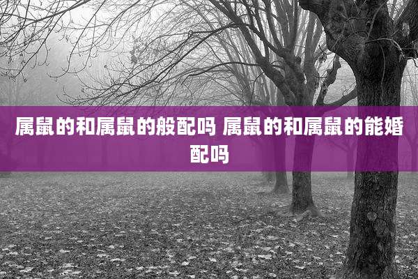 属鼠的和属鼠的般配吗 属鼠的和属鼠的能婚配吗