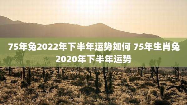 75年兔2022年下半年运势如何 75年生肖兔2020年下半年运势