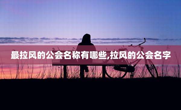 最拉风的公会名称有哪些,拉风的公会名字