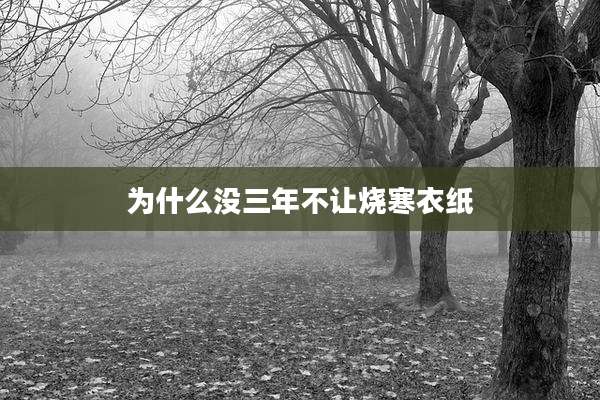 为什么没三年不让烧寒衣纸