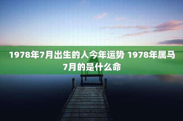 1978年7月出生的人今年运势 1978年属马7月的是什么命
