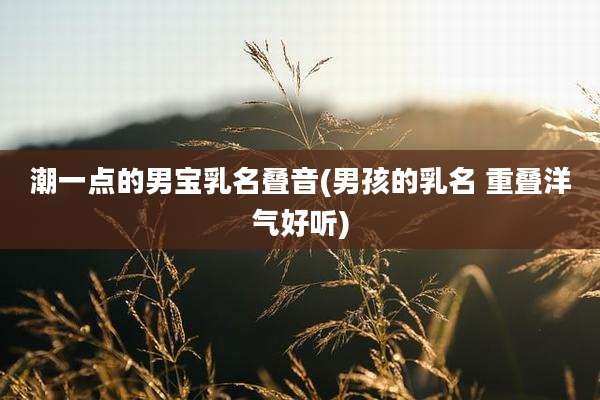 潮一点的男宝乳名叠音(男孩的乳名 重叠洋气好听)