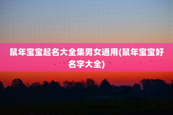 鼠年宝宝起名大全集男女通用(鼠年宝宝好名字大全)