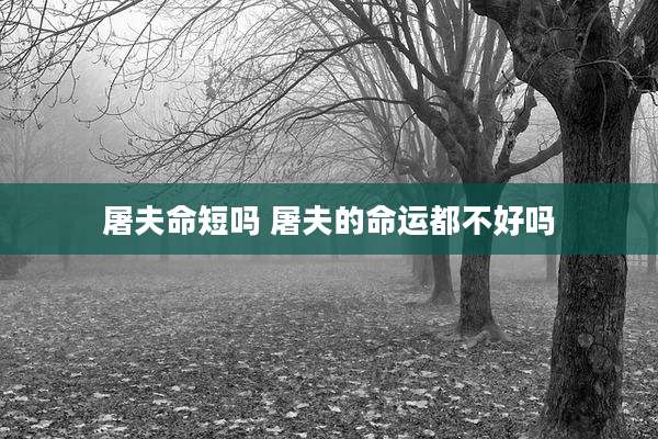 屠夫命短吗 屠夫的命运都不好吗