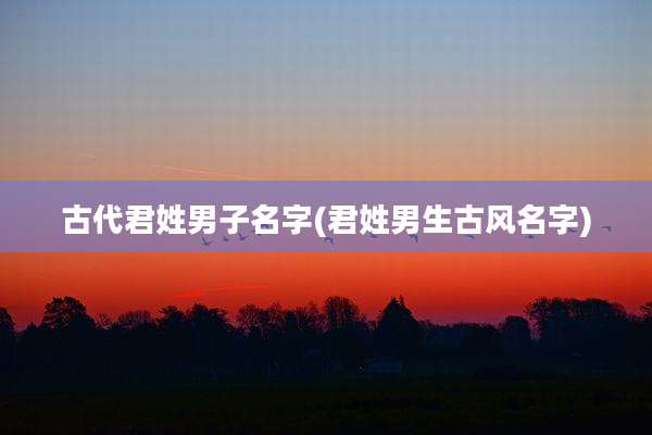 古代君姓男子名字(君姓男生古风名字)