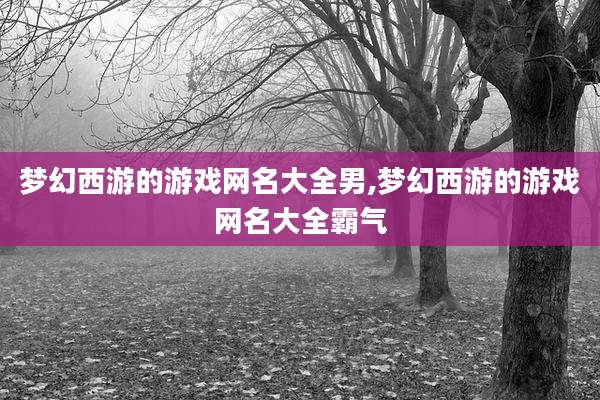 梦幻西游的游戏网名大全男,梦幻西游的游戏网名大全霸气
