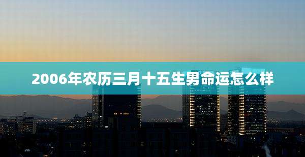 2006年农历三月十五生男命运怎么样