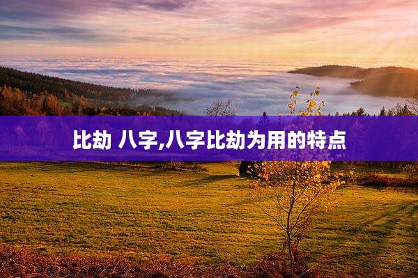 比劫 八字,八字比劫为用的特点