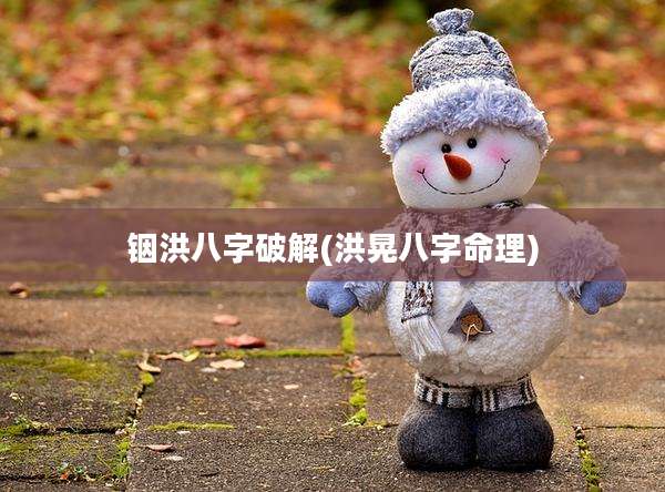 铟洪八字破解(洪晃八字命理)