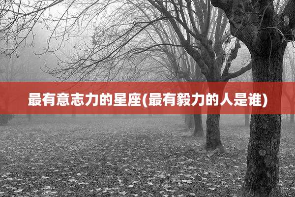 最有意志力的星座(最有毅力的人是谁)