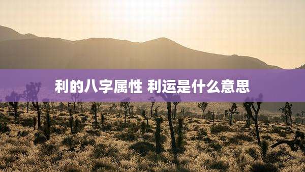 利的八字属性 利运是什么意思