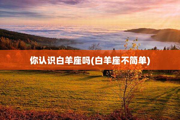 你认识白羊座吗(白羊座不简单)
