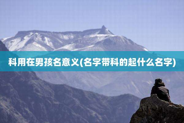 科用在男孩名意义(名字带科的起什么名字)