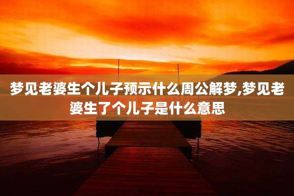 梦见老婆生个儿子预示什么周公解梦,梦见老婆生了个儿子是什么意思