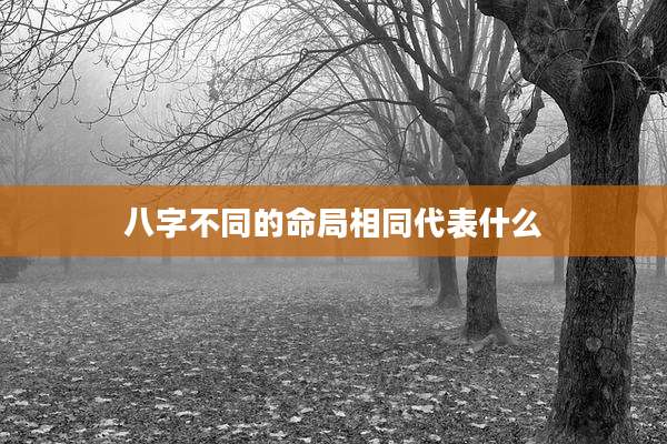 八字不同的命局相同代表什么