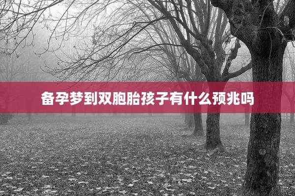 备孕梦到双胞胎孩子有什么预兆吗