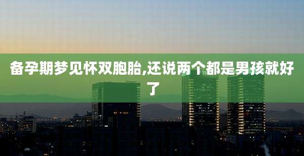 备孕期梦见怀双胞胎,还说两个都是男孩就好了