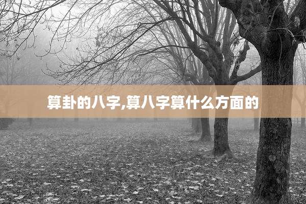 算卦的八字,算八字算什么方面的