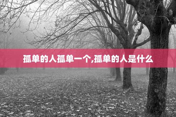 孤单的人孤单一个,孤单的人是什么