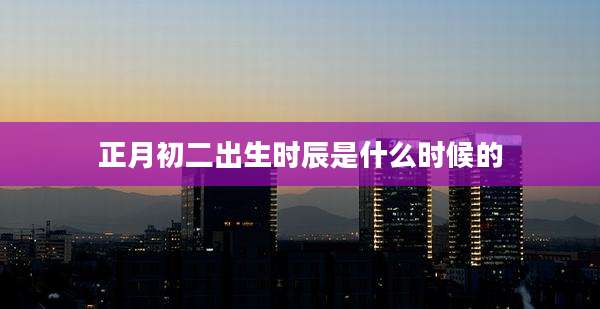 正月初二出生时辰是什么时候的