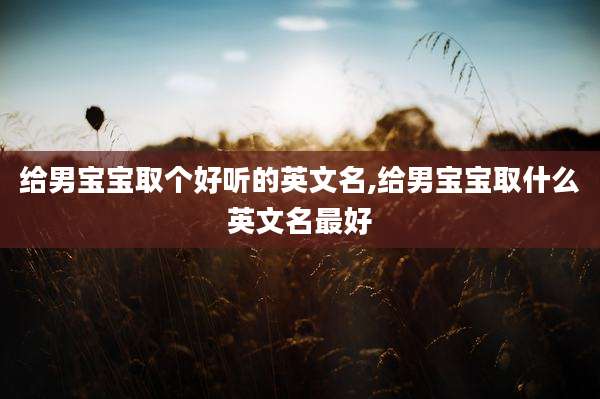 给男宝宝取个好听的英文名,给男宝宝取什么英文名最好