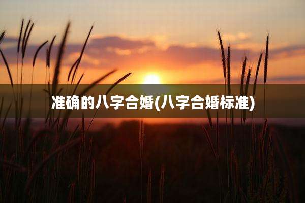 准确的八字合婚(八字合婚标准)