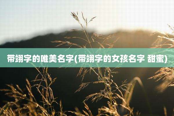 带翊字的唯美名字(带翊字的女孩名字 甜蜜)