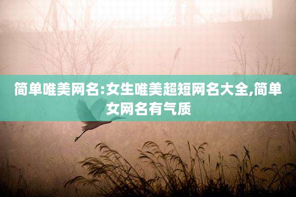 简单唯美网名:女生唯美超短网名大全,简单女网名有气质