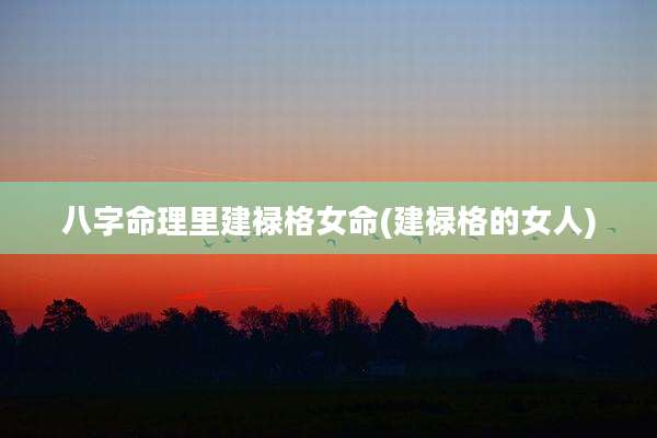八字命理里建禄格女命(建禄格的女人)
