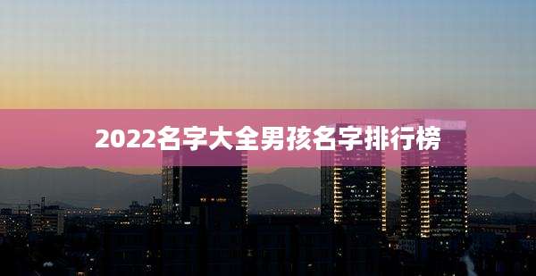 2022名字大全男孩名字排行榜