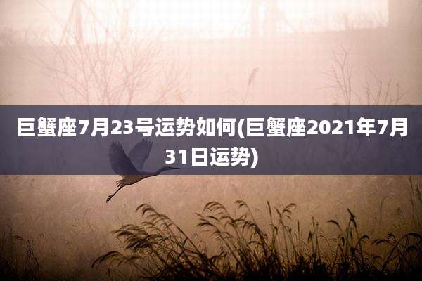 巨蟹座7月23号运势如何(巨蟹座2021年7月31日运势)