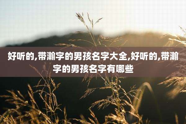 好听的,带瀚字的男孩名字大全,好听的,带瀚字的男孩名字有哪些