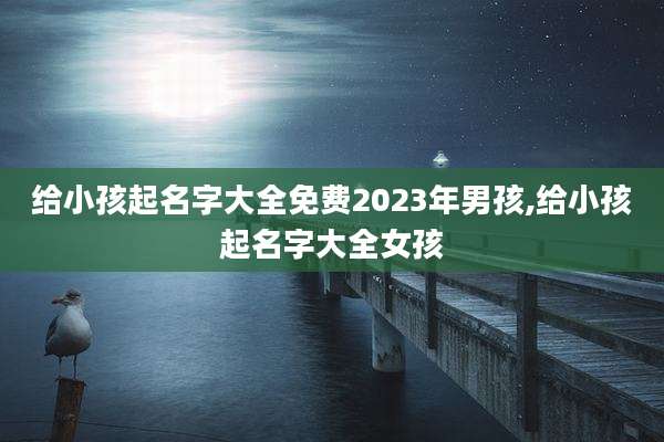 给小孩起名字大全免费2023年男孩,给小孩起名字大全女孩