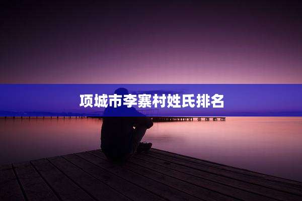 项城市李寨村姓氏排名