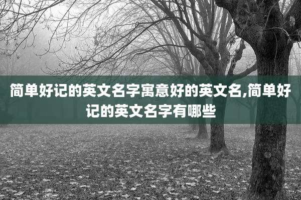 简单好记的英文名字寓意好的英文名,简单好记的英文名字有哪些