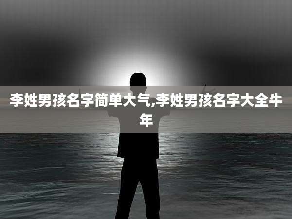 李姓男孩名字简单大气,李姓男孩名字大全牛年