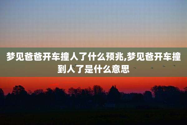 梦见爸爸开车撞人了什么预兆,梦见爸开车撞到人了是什么意思