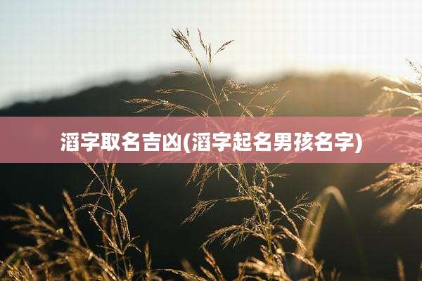 滔字取名吉凶(滔字起名男孩名字)