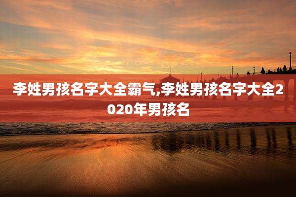 李姓男孩名字大全霸气,李姓男孩名字大全2020年男孩名
