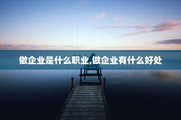 做企业是什么职业,做企业有什么好处